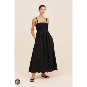 Posse Size Medium Louisa Eyelet Lace Dress Black Maxi Wedding Summer Resortwear